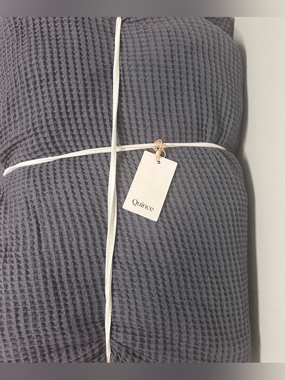 NWT Quince Organic Mineral Blue Waffle Duvet Cover Set with Shams! - Picture 6 of 13